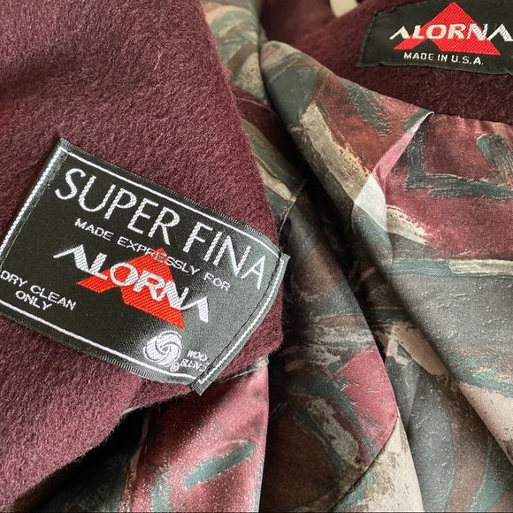 Vintage 80s 90s Wool 3/4 Long Midi Coat Wine Berry - Picture 7 of 8